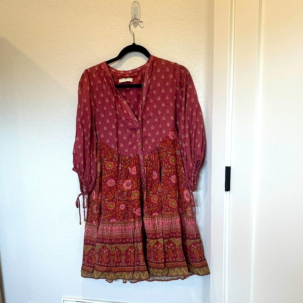 Spell Utopia Tunic Mini Dress in Berry Size Small - Picture 2 of 9